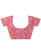 Pink Printed Silk Blend Saree With Unstitched Blouse Piece