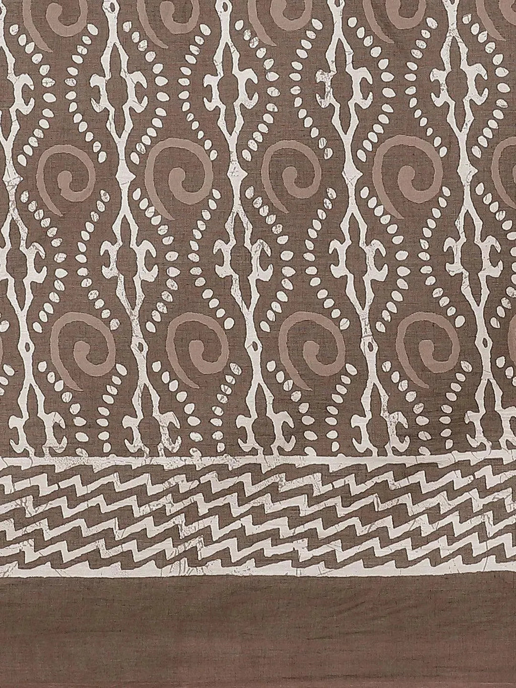 Brown Printed Cotton Saree