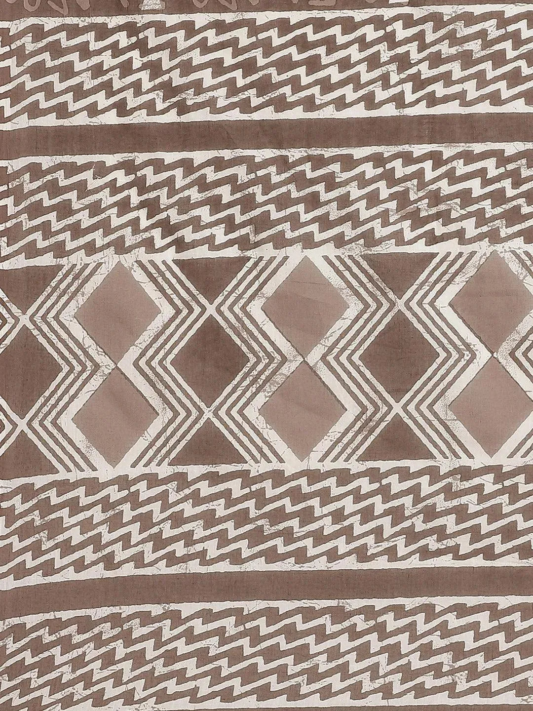 Brown Printed Cotton Saree