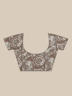 Brown Printed Cotton Saree