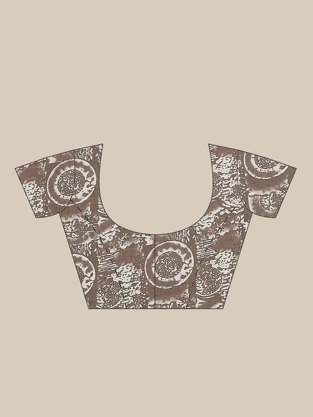Brown Printed Cotton Saree
