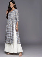 Grey Embellished Rayon A-Line Kurta