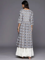 Grey Embellished Rayon A-Line Kurta