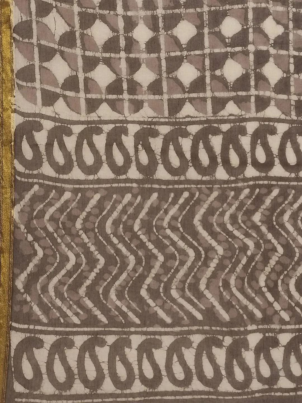 Grey Printed Cotton Saree