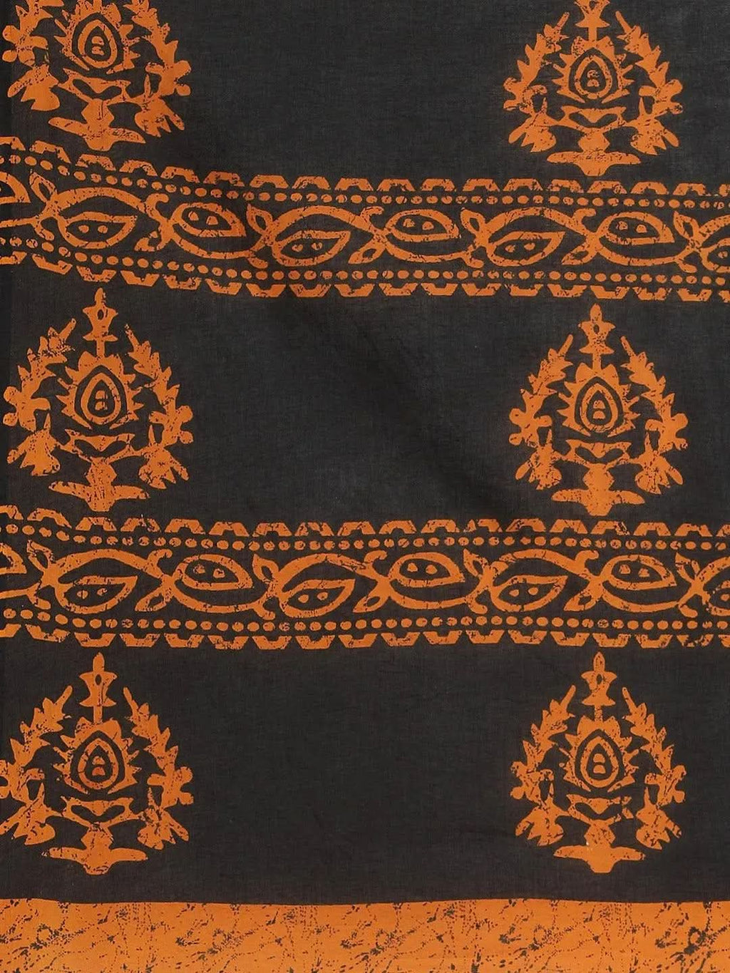 Orange Printed Cotton Saree