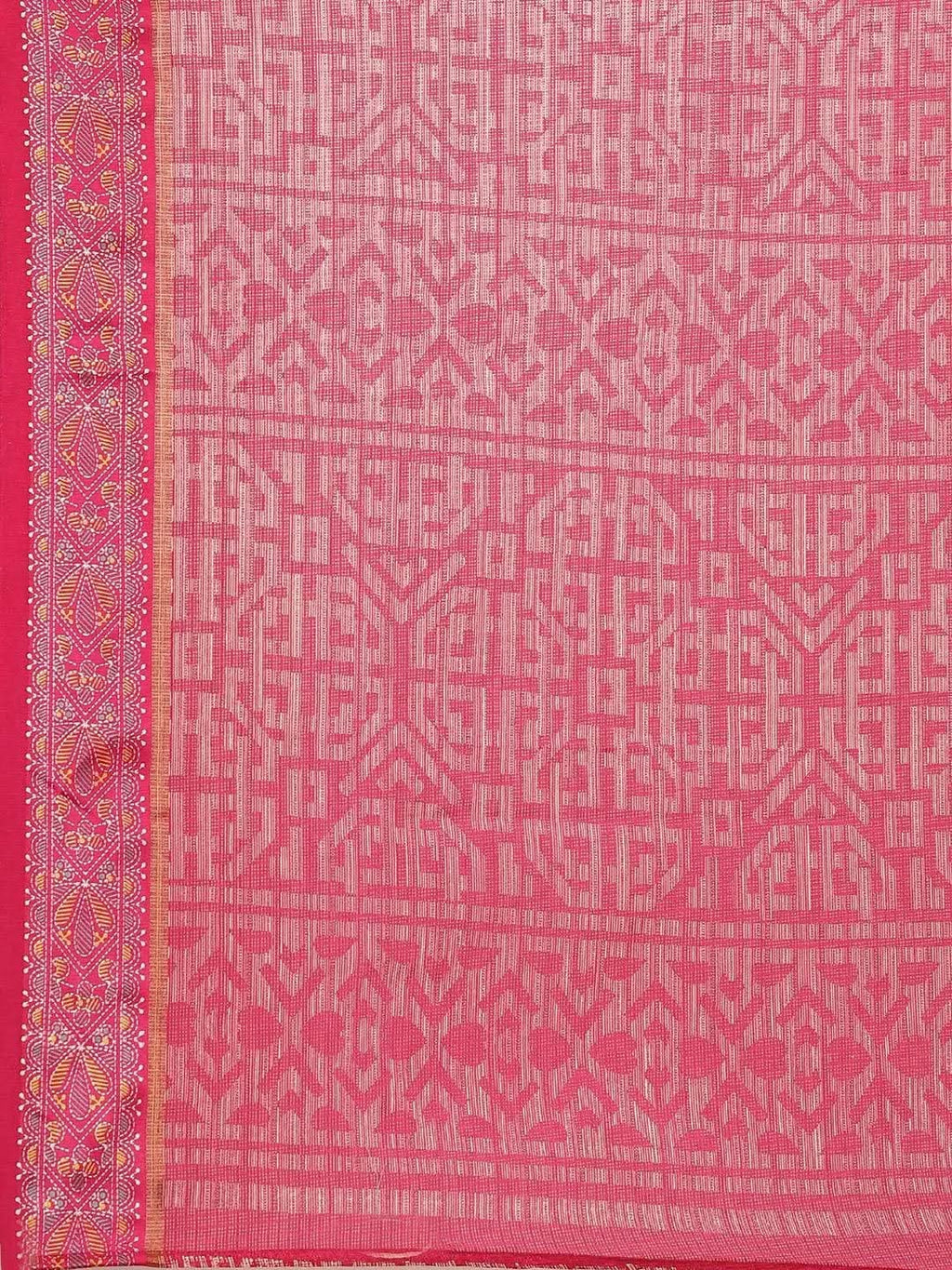 Pink Printed Linen Saree