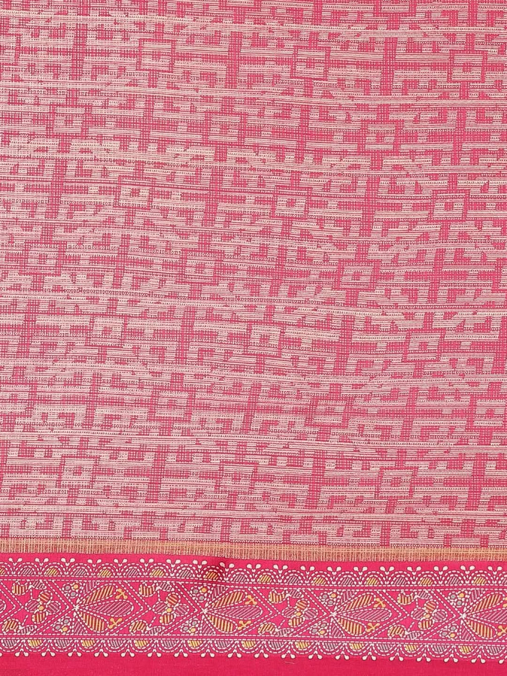 Pink Printed Linen Saree