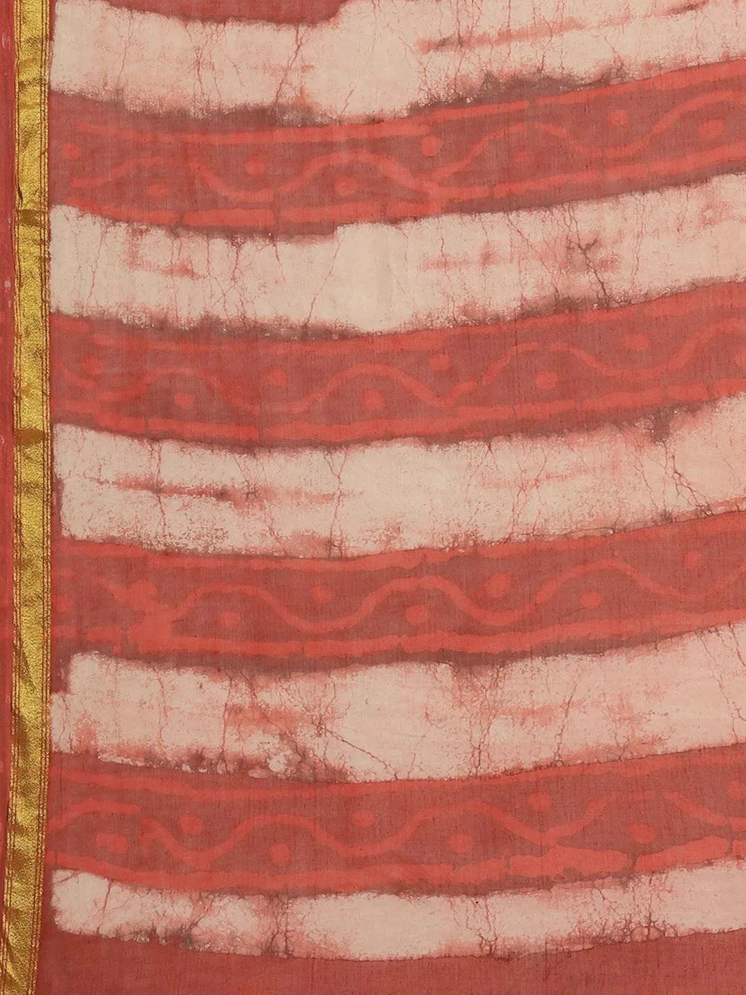 Rust Printed Cotton Saree