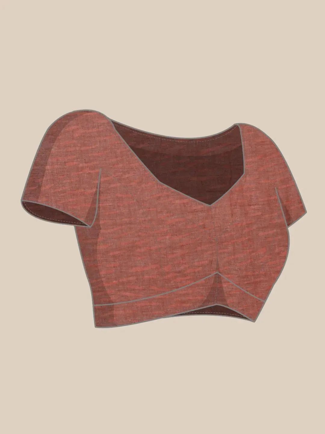 Rust Printed Cotton Saree