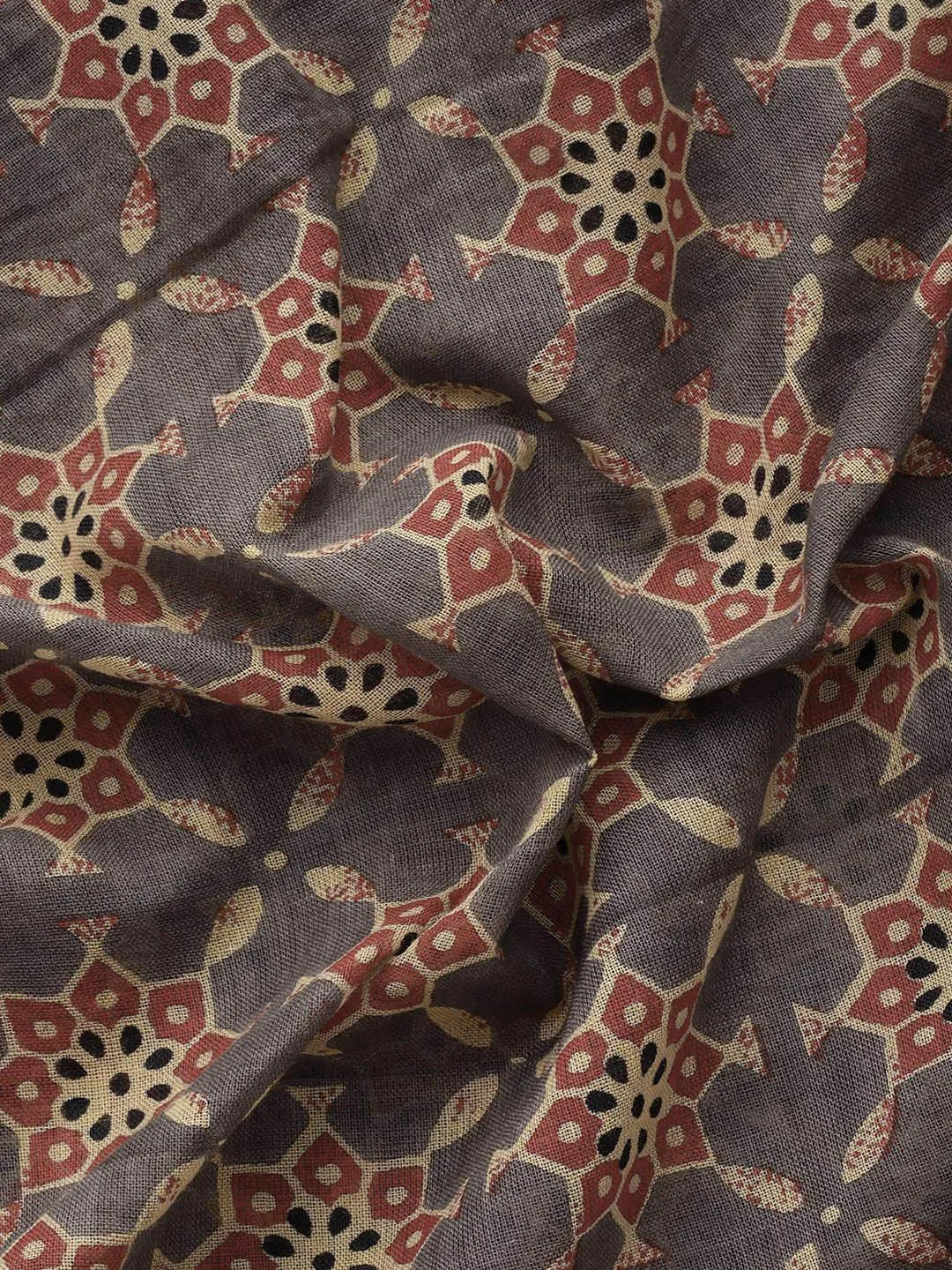 Taupe Printed Cotton Saree