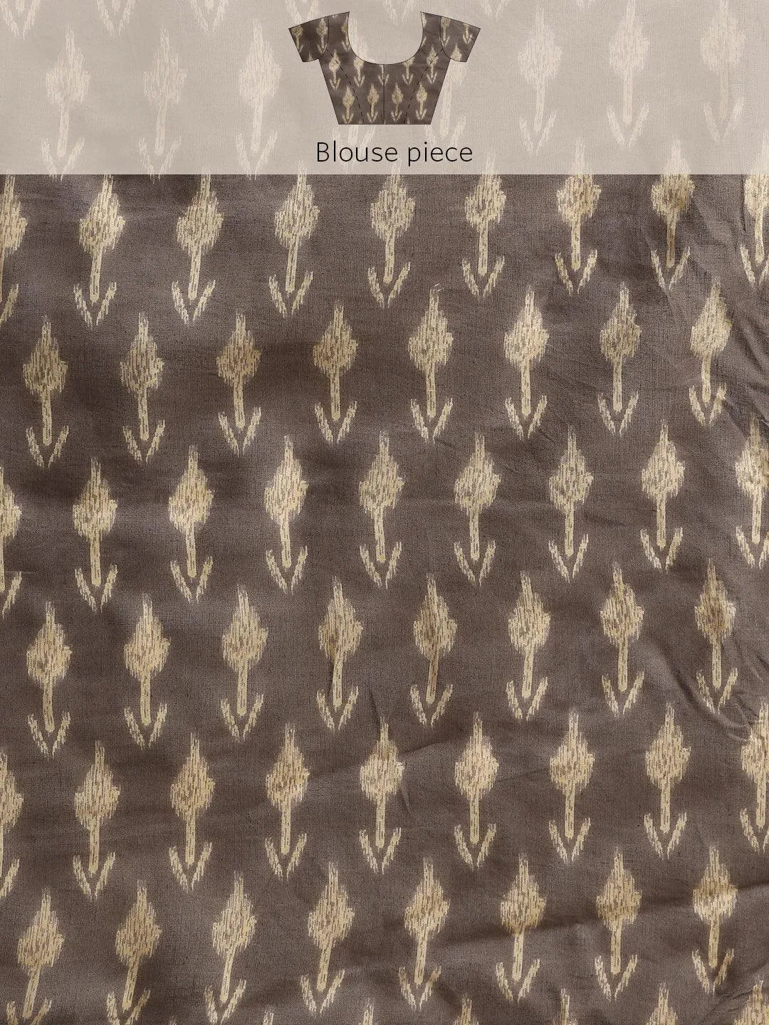 Taupe Printed Cotton Saree