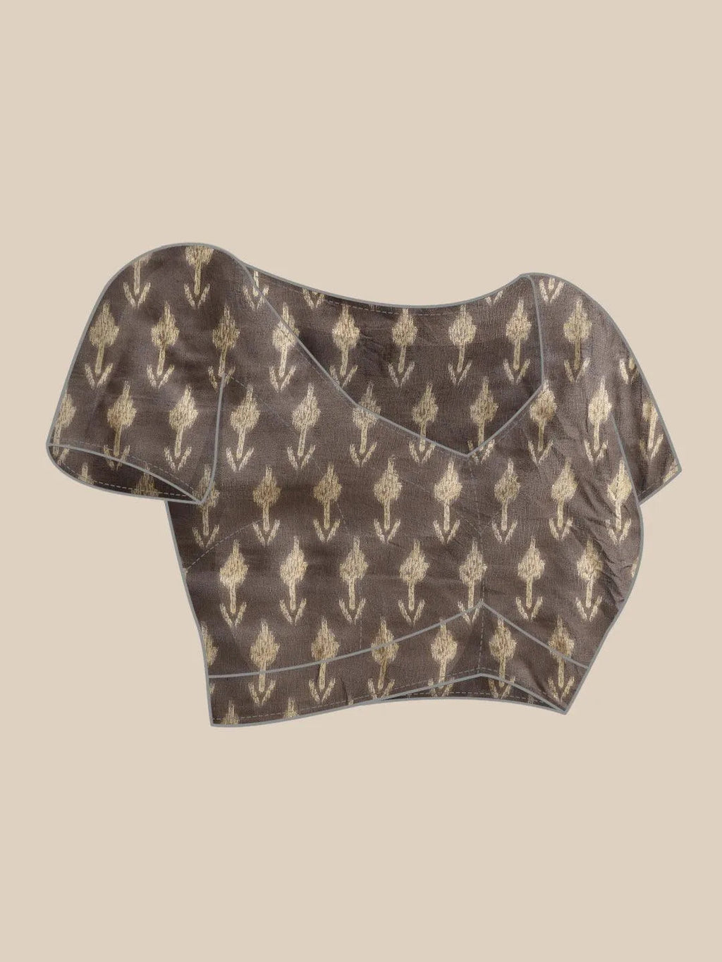 Taupe Printed Cotton Saree