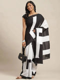 White Printed Cotton Saree