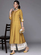 Yellow Striped Chanderi Silk Kurta